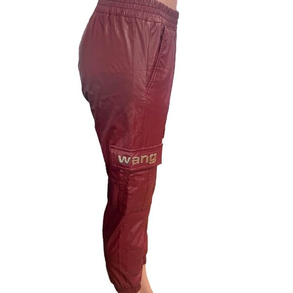 Alexander Wang Burgundy Faux Leather Cargo Jogger Pants - Picture 4 of 8